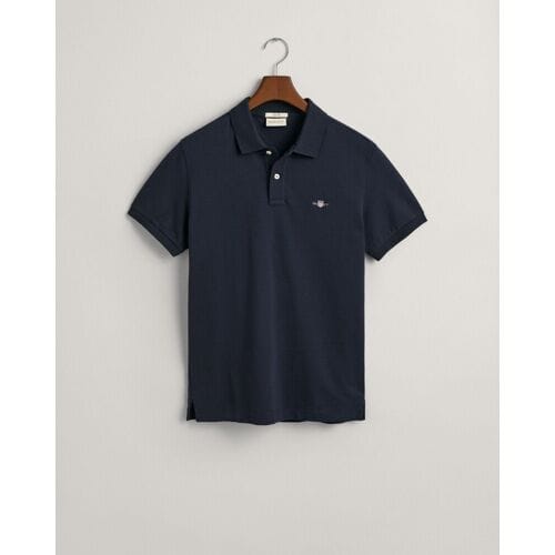 Gant Polo Slim Subtle Shield Embroidery Piqué Uni Avond Blauw / male