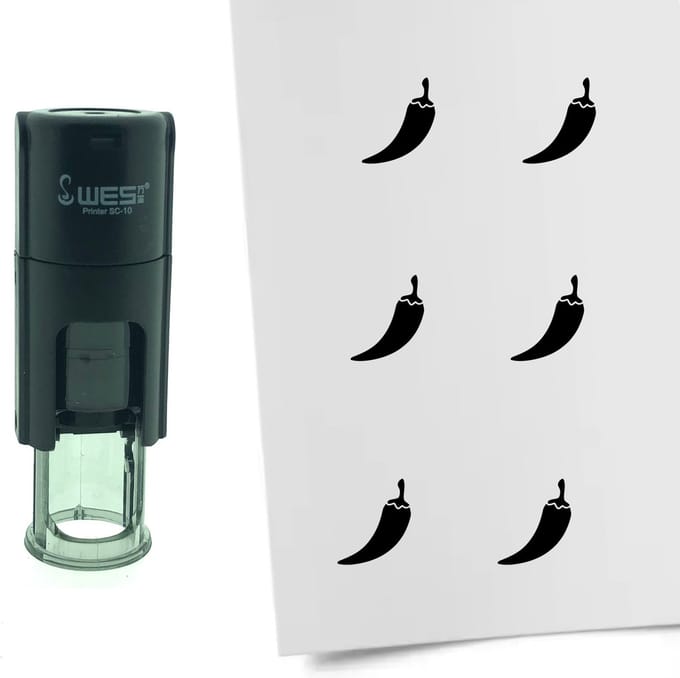 CombiCraft Stempel Chili Peper 10mm rond - Zwarte inkt