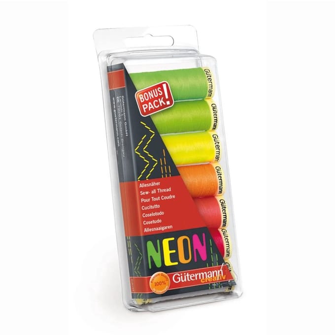 Gütermann diverse neon kleuren allesnaaigaren 7 x 100 m