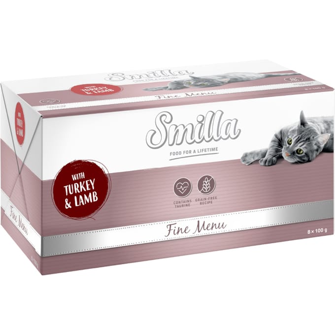 24x100g Kalkoen & Lam Smilla Fine Menu Kattenvoer nat