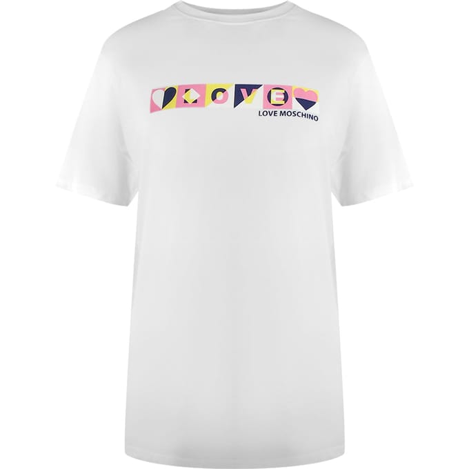 Love Moschino Colourblock Logo Wit T-shirt