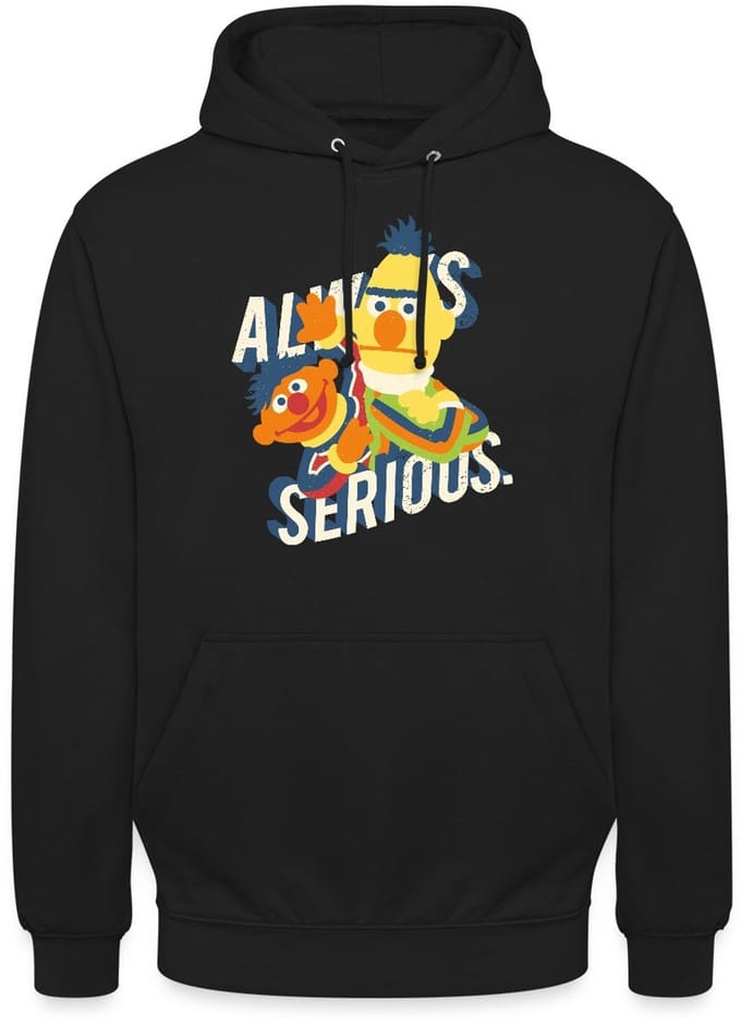 Sesamstraat Ernie Bert Altijd Serieus Always Serious Hoodie Unisex