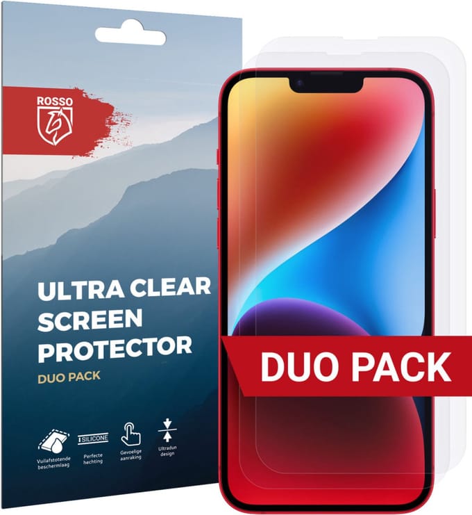 Rosso Screen Protector Ultra Clear Duo Pack Geschikt voor Apple iPhone 14 Plus | TPU Folie | Case Friendly | 2 Stuks
