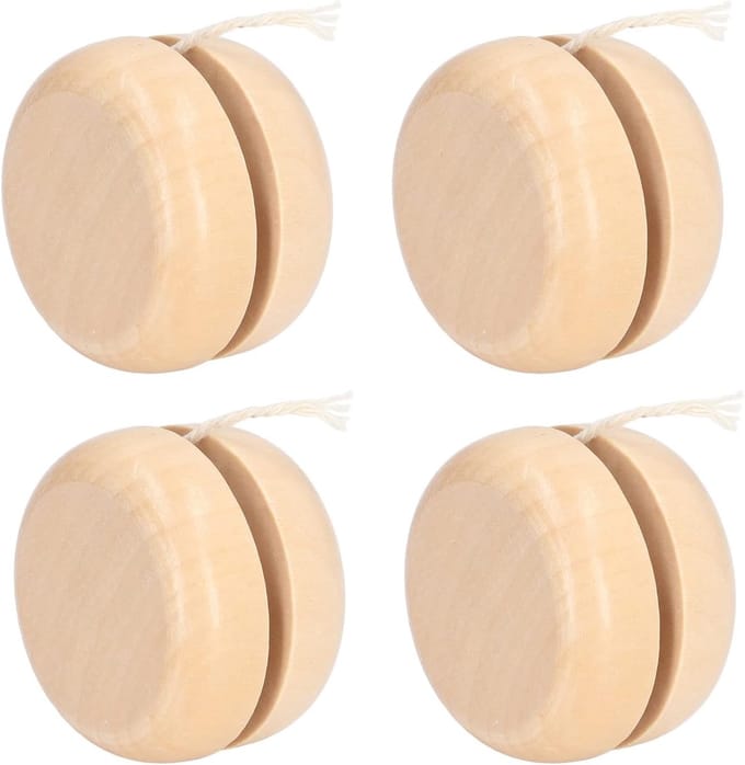 Houten Jojo Set - Knutsel Speelgoed - Creatief Knutselen - 4 Onafgewerkte Jojo's - 16 x 4 x 0.1 cm