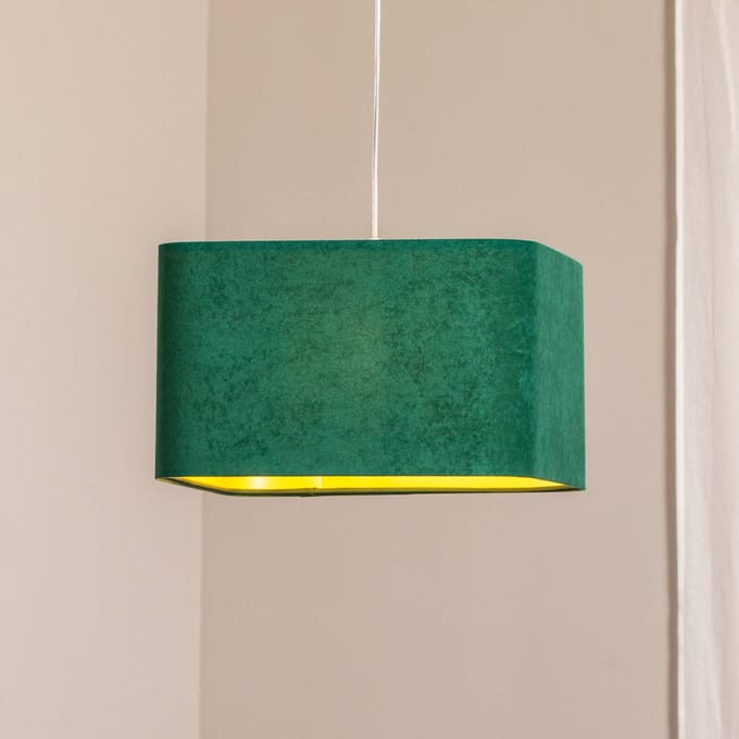 Maco Design Kwadro hanglamp, groen, 40 x 40 cm, velours stof