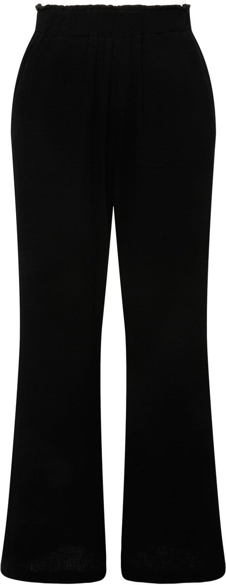 Studio Untold - Dames - Broek wijde pijpen mousseline elastische tailleband - Zwart - Maat 42
