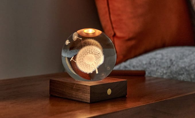 Amber Crystal Light 3D laser Dandelion