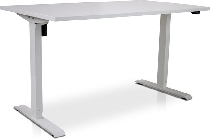 Zit-sta bureau elektrisch verstelbaar - MRC EASY | 140 x 80 cm | inclusief stekkerdoos en kabelklemmen | frame wit - blad wit
