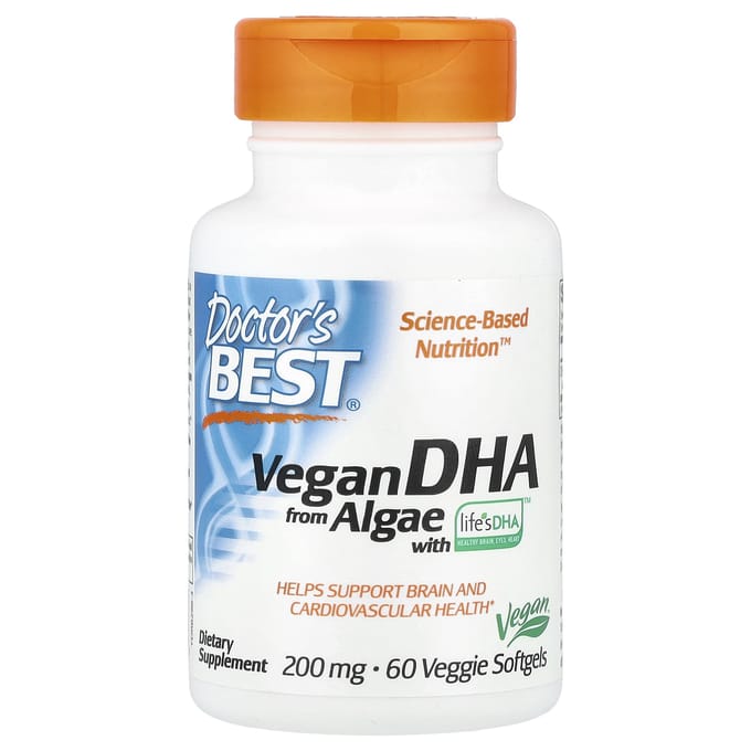 Doctor's Best, DHA végétalien à l'extrait d'algues avec Life's DHA, 200 mg, 60 gélules végétales