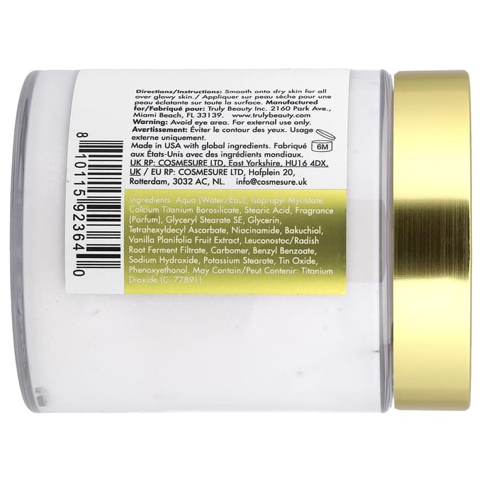 Truly Beauty, Beurre Corporel Scintillant Vanille Bébé, 198 ml (6,7 fl oz) beige