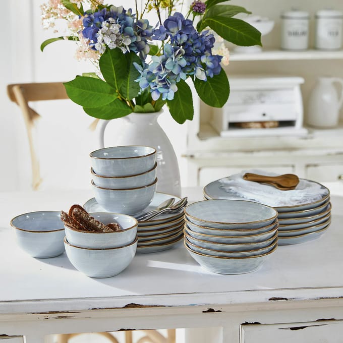 LOBERON Servies set van 24 Veena blauw
