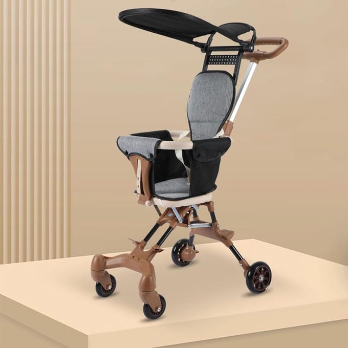 Draagbare Kinderbuggy - Reisbuggy Peuter - Onderweg Reizen - Compact Opvouwbaar - 50 x 44 x 18 cm - Khaki