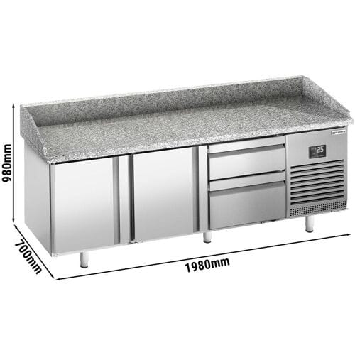 GGM Gastro Pizzakühltisch Premium PLUS - 1980x700mm - mit 2 Türen & 2 Schubladen