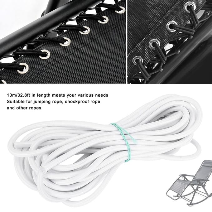 7mm 10m/32.8ft Sterke Elasticiteit Ronde Elastische Koord Naaien DIY Accessoires Wit white
