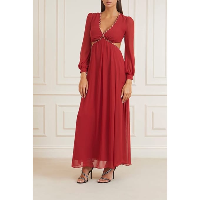 GUESS Marciano By  Ursula Gown Solid Lacquer Maxi Dress Red Größe: M | Maxikleider Outlet | Damen | Rot