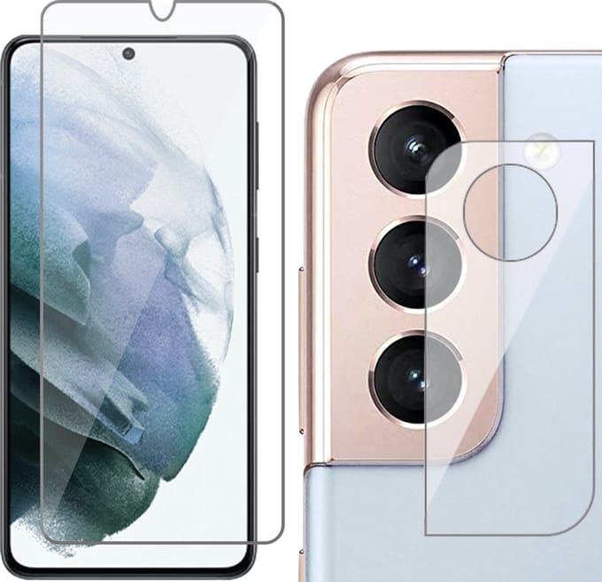 Screenprotector geschikt voor Samsung Galaxy S21 FE - Gehard Glas Beschermglas Tempered Glass Screen Protector + Camera Lens Protector
