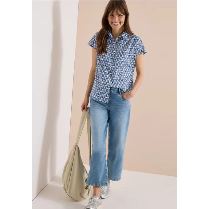 Blouse met korte mouwen en minimale print