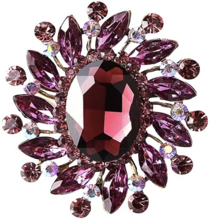 Broche -Bordeaux rood -5 cm- goudkleurig- kleding speld- Charme Bijoux