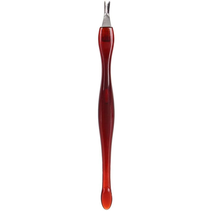 Nail Art Tips Pusher Pedicure Nagelriemknipper Remover Manicureset Plastic Handvat Rood brown