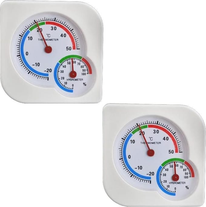 Analoge thermometer - hygrometer - draagbaar - set van 2 stuks