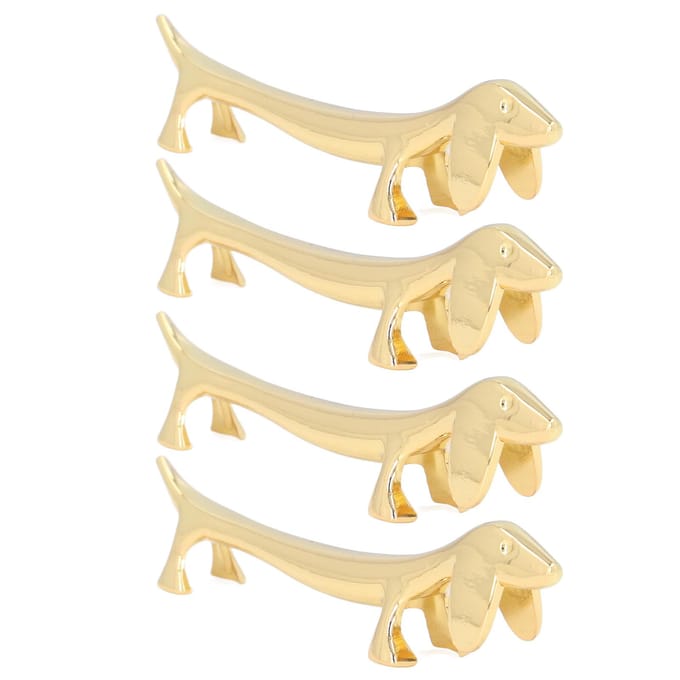 4 Stuks Eetstokjeshouder Gladder Oppervlak Herbruikbaar Schattig Dierontwerp Gouden Eetstokjeshouder voor Thuis Restaurant Feest Teckel beige