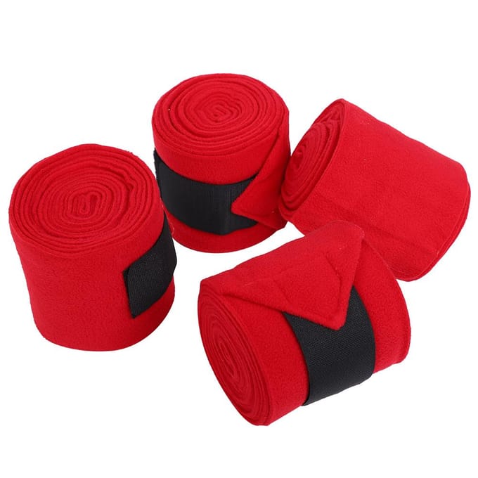 4PCS Bandage Épais pour Jambe de Cheval Rouge Antidérapant Respirant Polaire Enveloppement Accessoires black
