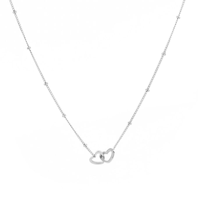 Michelle Bijoux Collier 2 hartjes Zilver