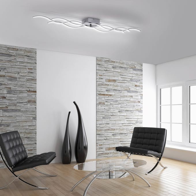 JUST LIGHT. GmbH LED plafondlamp Wav 3.000K 139,5x16cm staal
