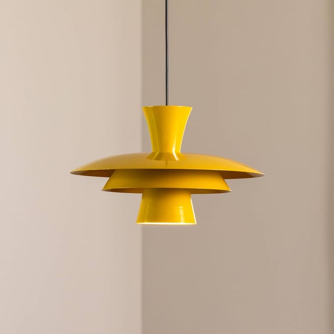 Luminex Hanglamp Plato, mosterdgeel, metaal, Ø 38 cm, E27