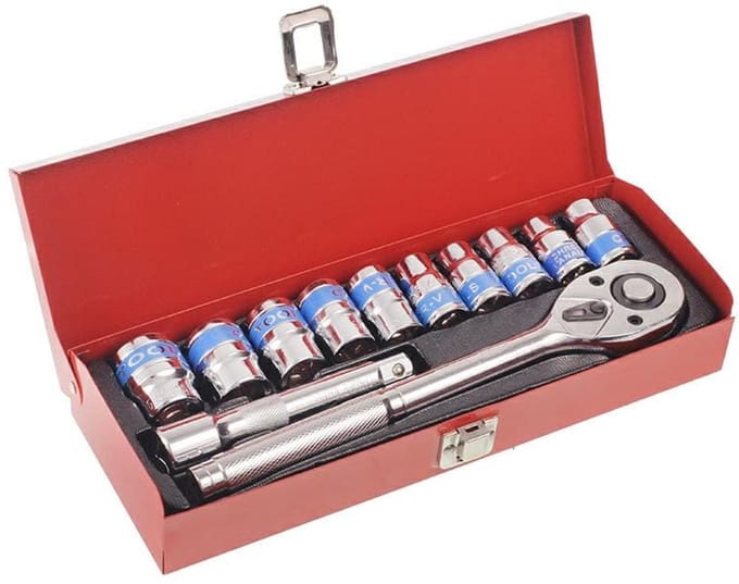 Dopsleutelset 10-24mm 1/2' met Ratel, 12-delig CR-V