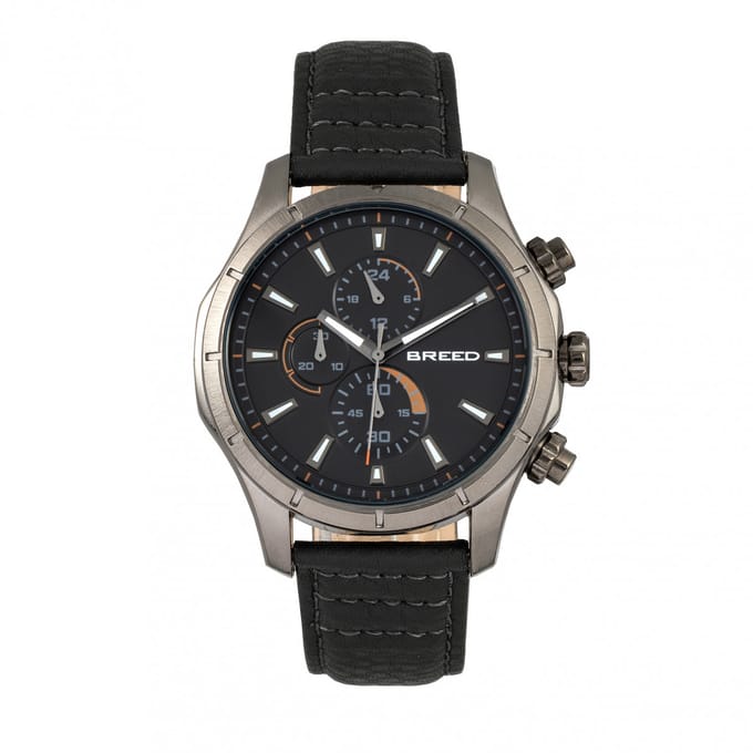 Breed Lacroix chronograaf horloge met leren band