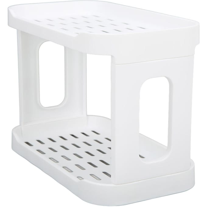 Dubbellaags bureau opbergrek grote capaciteit hekdesign wit cosmetica bureau plastic white