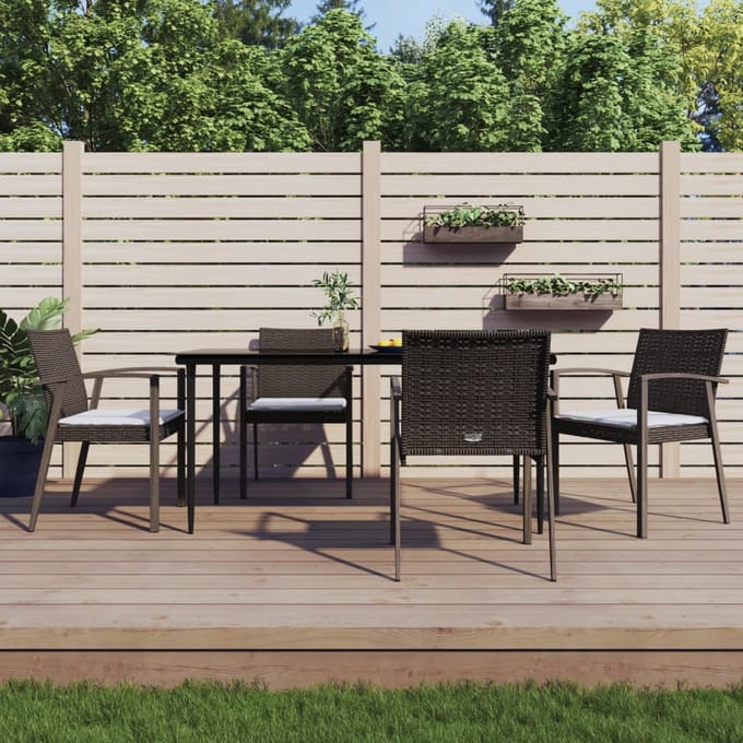 vidaXL - 5-delige - Tuinset - met - kussens - poly - rattan - en - staal