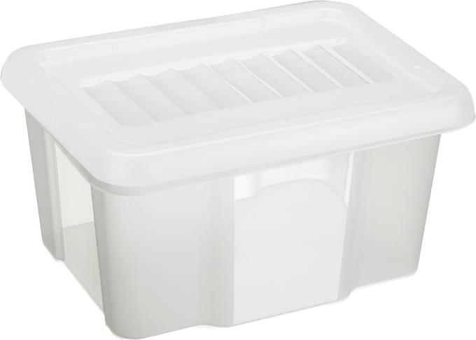 Sunware opslagbox - 24 liter - transparant - kunststof - 42 x 33 x 22 cm - met afsluitbare deksel