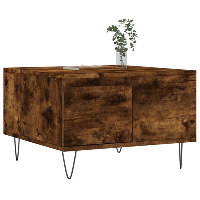 vidaXL - Salontafel - 55x55x36,5 - cm - bewerkt - hout - gerookt - eikenkleurig