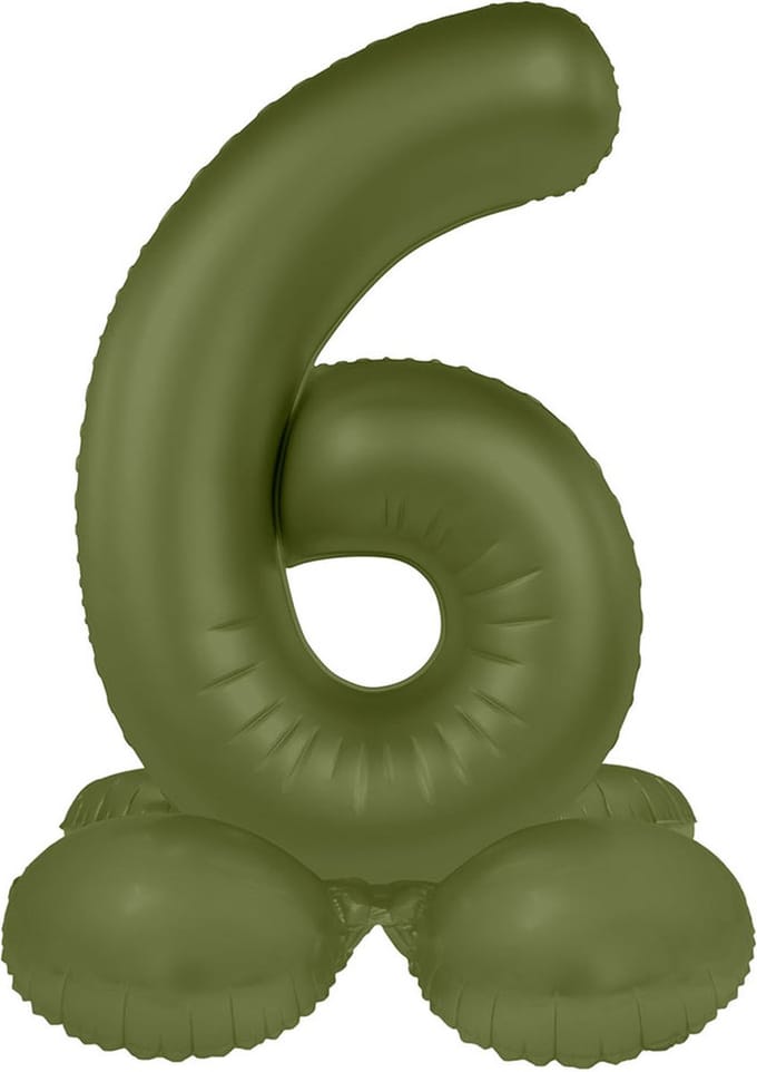 Staande Folieballon Cijfer 6 - Olive Green - Ultra Matt - 72 cm