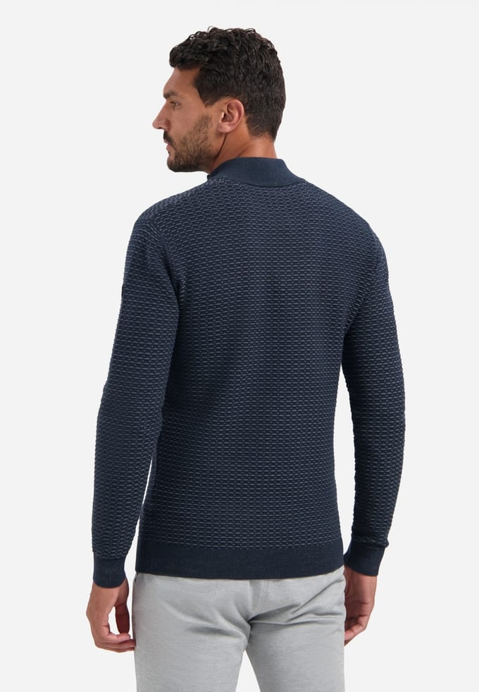 No Excess Pullover Half Zip Jacquard Plated Night Maat: M | Sweaters Outlet | Heren | Blauw