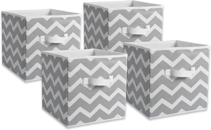 Opvouwbare stoffen opbergcontainers set van 4 - grijs