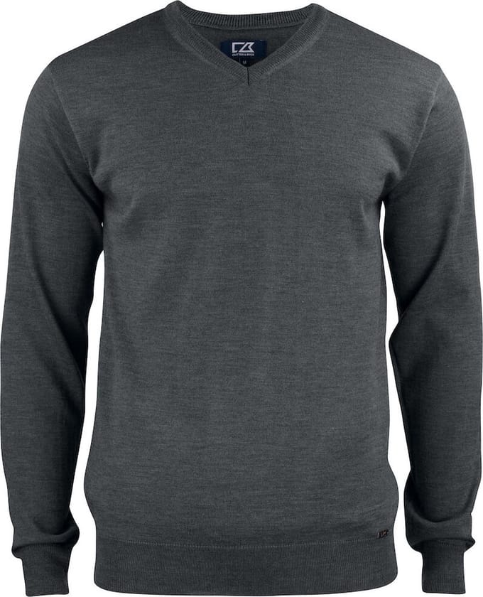 Cutter & Buck Everett V-neck Heren 355430 - Antraciet Melange - XL