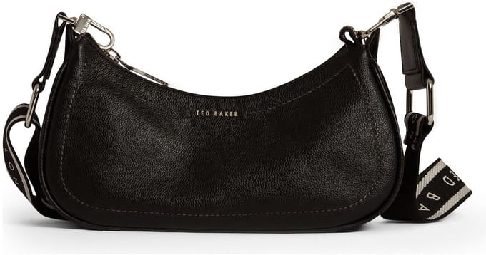 Ted Baker Leren schoudertas Laarna Webbing Leather Shoulder Bag Black zwart
