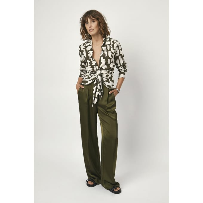 Dante6 Ozane Printed Drapey Blouse Jungle Leaf Größe: 36 | Blusen Outlet | Damen