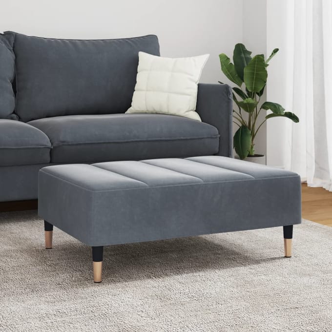 vidaXL - Voetenbank - 77x55x31 - cm - fluweel - donkergrijs