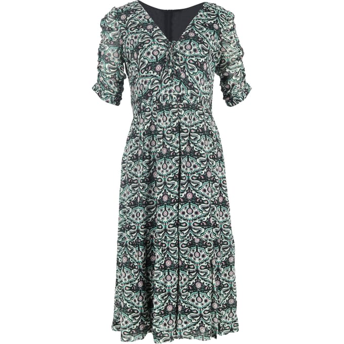 Ba&Sh bedrukte midi-jurk met geplooide mouwen in veelkleurige viscose