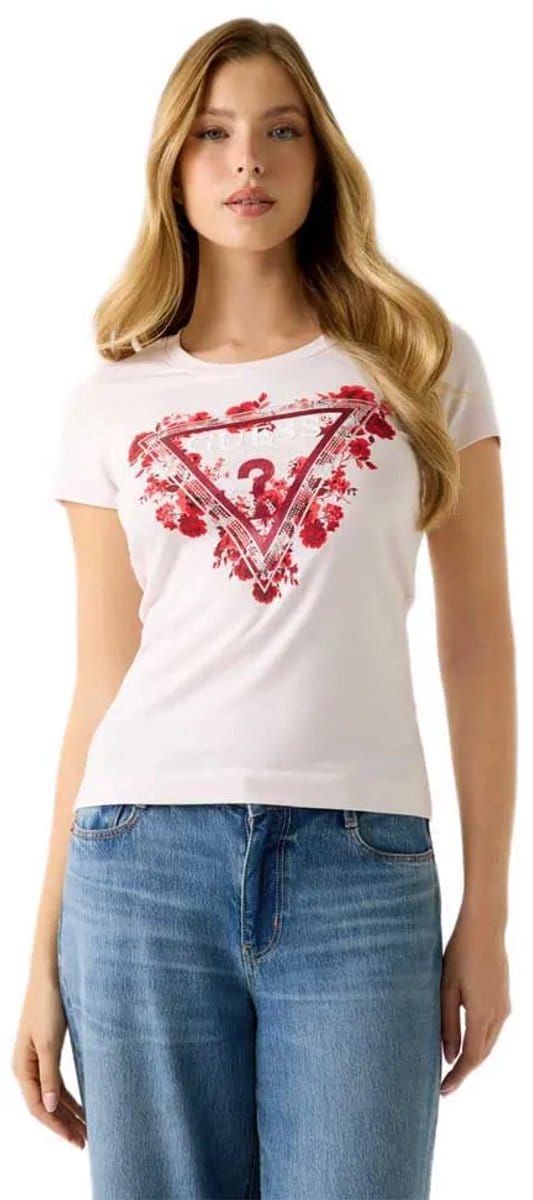 Dames-T-shirt Guess Flowers Triangle