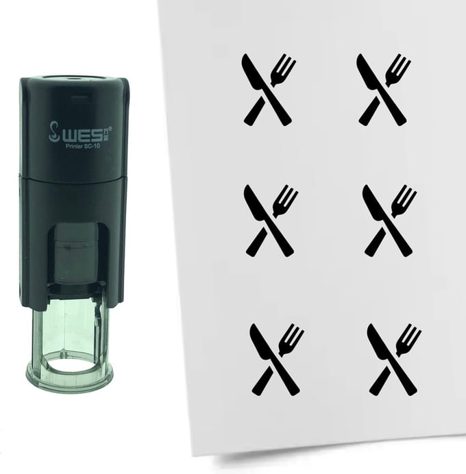 CombiCraft Stempel Bestek 10mm rond - zwarte inkt