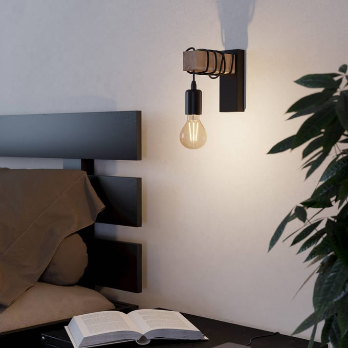 EGLO Wandlamp Townshend met houten element