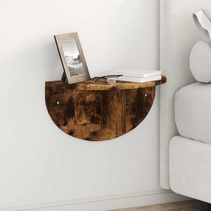 vidaXL - Wandplank - Gerookt - eiken - 48 - x - 24 - x - 24 - cm - Bewerkt - hout