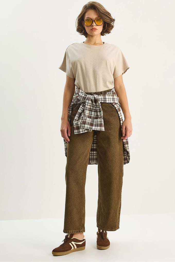 Hooggewaisted Baggy Denim Broek
