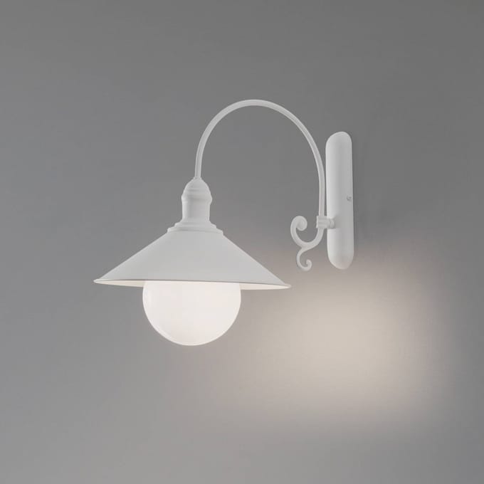 Argon Buitenwandlamp Enduro, wit, staal, glas, IP44, E27