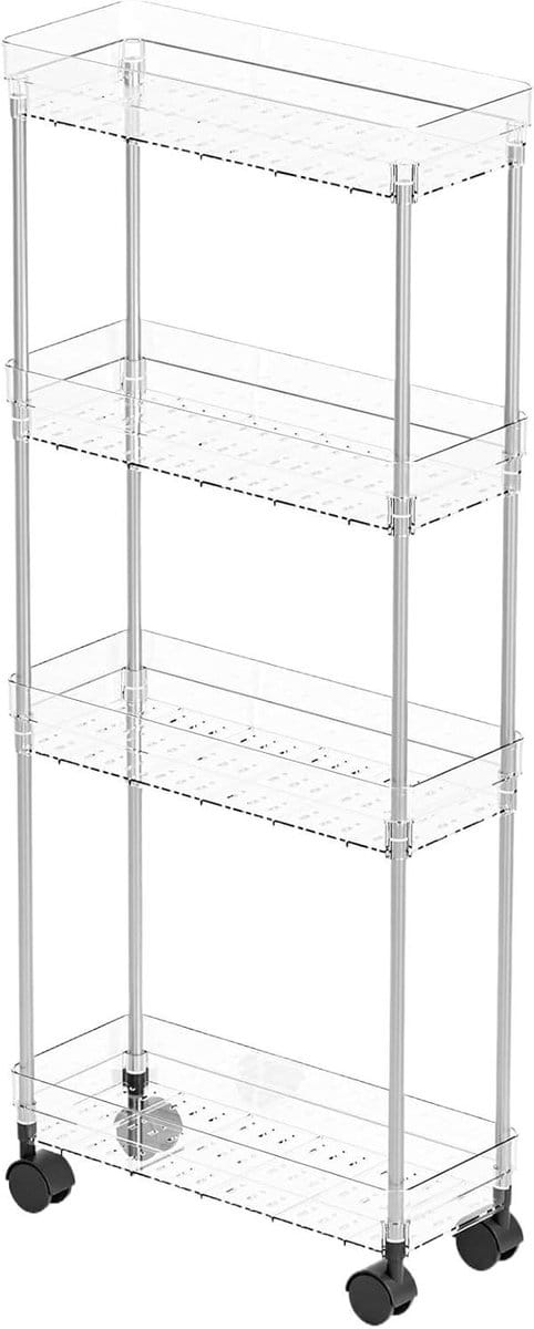 Rolbare Opberger - Opbergtrolley - Ruimte Besparen - Verstelbare Stangen - 14.5 cm - Transparant